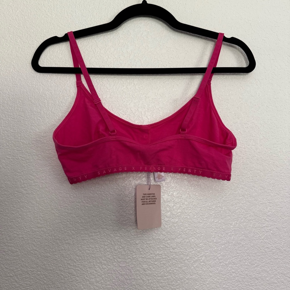 NWT Savage Fenty Cotton Jersey Bralette in Pink Medium - Picture 4 of 4
